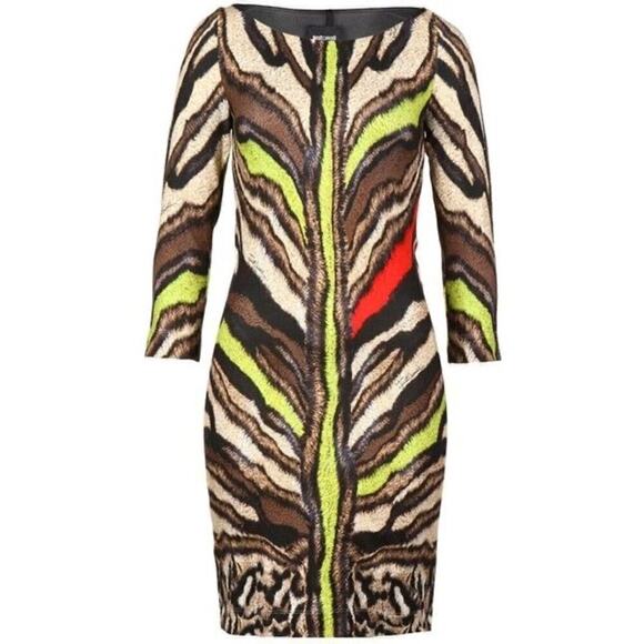 Just Cavalli Oniric Tiger Animal Print Bodycon Dress Women's Size Small - Picture 1 of 7